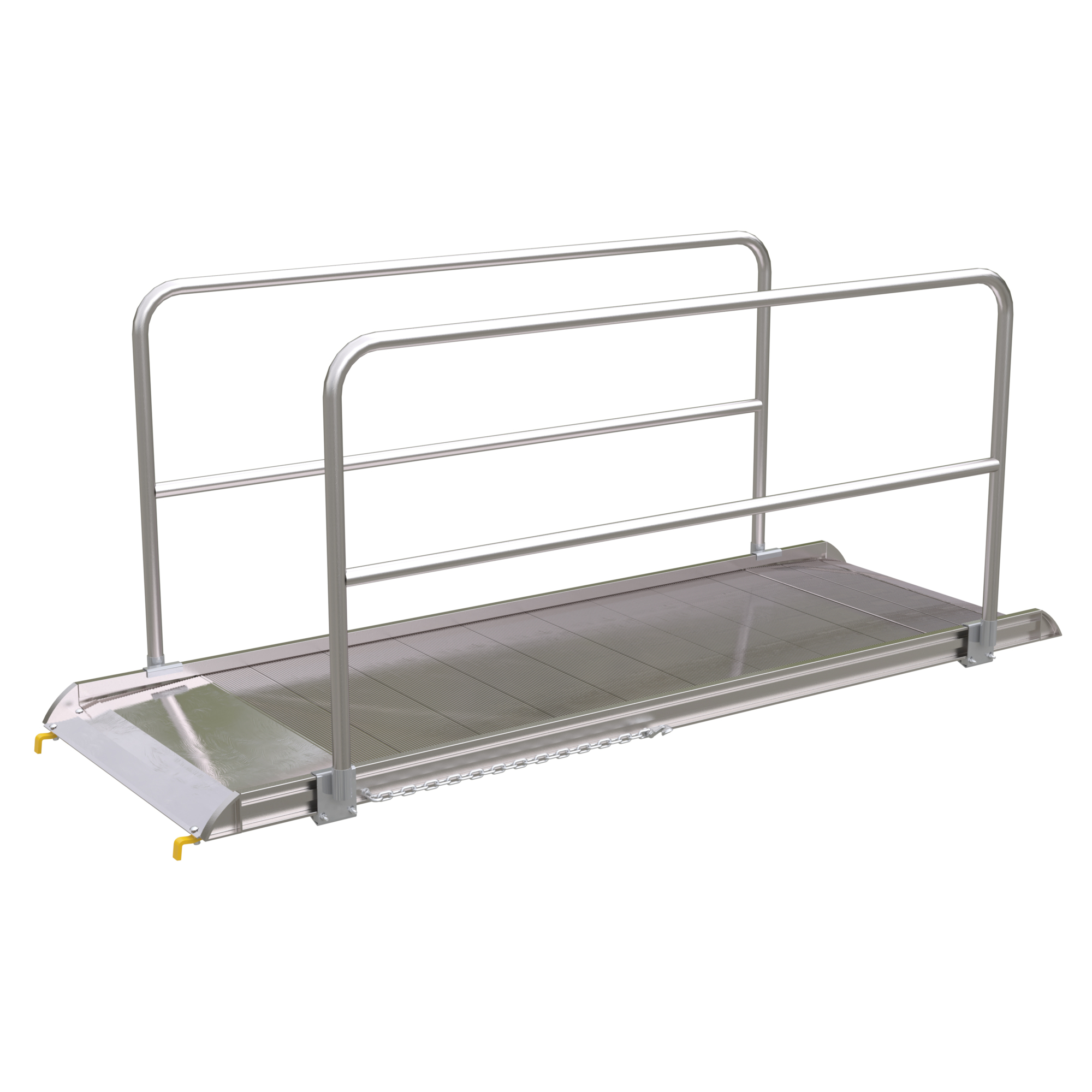 Vestil Aluminum Walk Ramp with Handrails - 108in. Length, 2500-Lb. Capacity, Non-Skid Surface, Model# AWR-38-9B-HR